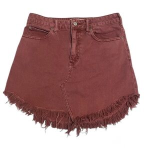 We The Free Bailey Rust Color Frayed hem denim-skirt 28